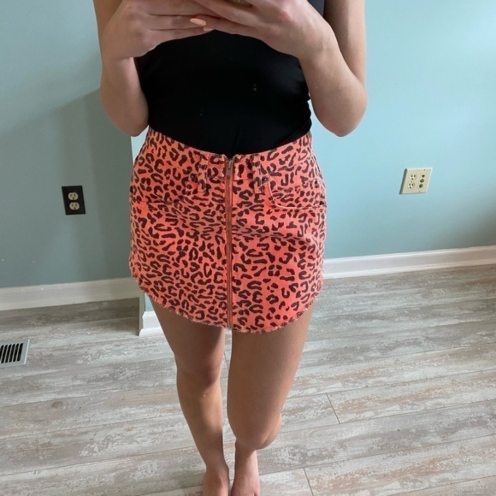 Cheetah Denim Skirt Size 27 WORN ONCE By Carmar